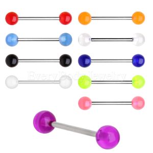 Product 316L Stainless Steel Nipple Bar with UV Acrylic Balls