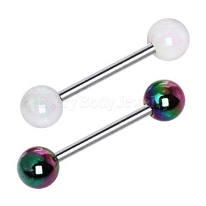 Product 316L Stainless Steel Barbell with UV Acrylic Mystic Aurora Balls
