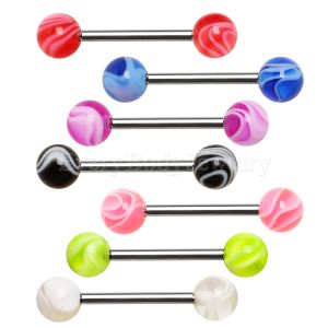 Product 316L Surgical Steel Nipple Bar with UV Coated Marble Balls 