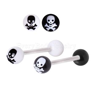 Product 316L Barbell with UV Coated Acrylic Skull and Crossbone Balls