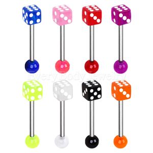 Product 316L Stainless Steel Barbell with UV Acrylic Dice