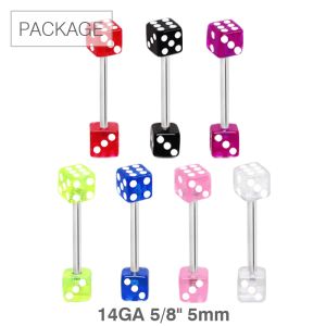 Product 70pc Package of UV Acrylic Dice Barbell in Assorted Colors