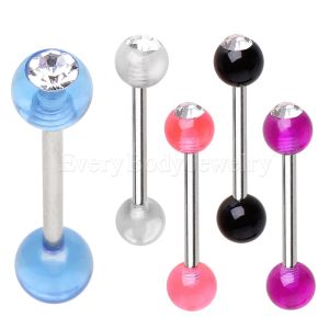 Product 316L Surgical Steel Barbell with UV Coated Acrylic Gemmed Ball