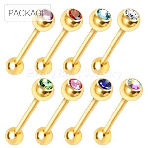 Product 70pc Package of Gold Plated CZ Ball Barbell in Assorted Colors