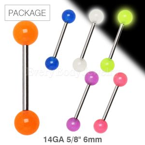 Product 60pc Pacakge of Glow in the Dark Ball Barbell in Assorted Colors - 6mm Ball