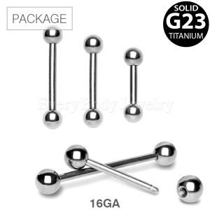 Product 30pc Package of Titanium Barbell in Assorted Sizes - 16GA