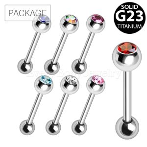 Product 70pc Package of G23 Titanium CZ Ball Barbell in Assorted Colors