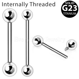 Product Internally Threaded Titanium Straight Barbell with Solid Balls
