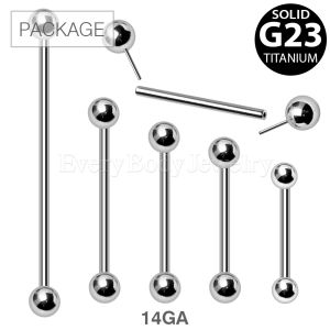 Product 50pc Package of Titanium Threadless Barbell with Push In Balls in Assorted Sizes - 14GA