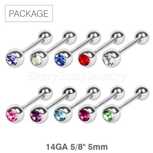Product 100pc Package of 316L CZ Ball Barbell in Assorted Colors