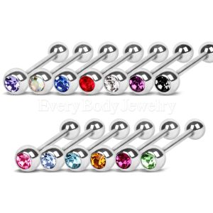 Product 316L Surgical Steel Barbell with a Gem Ball