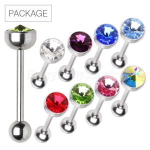 Product 80pc Package of 316L Swarovski Crystal Gem Barbell in Assorted Colors
