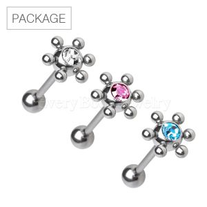 Product 30pc Package of 316L CZ Ball w/ Attached Multi Balls Barbell in Assorted Colors