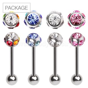 Product 40pc Package of 316L Stainless Steel Barbell with Multi Gem Ball in Assorted Color 
