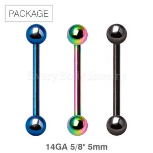 Product 30pc Package of PVD Plated Barbell in Assorted Colors - 14GA 5/8" 5mm