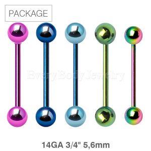 Product 50pc Package of PVD Plated Barbell in Assorted Colors