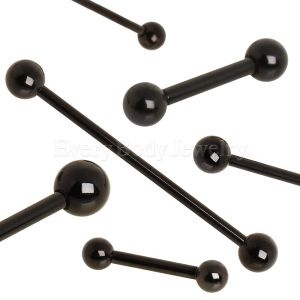 Product Black PVD Plated 316L Surgical Steel Barbell with Two Balls