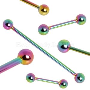Product Rainbow PVD Plated 316L Surgical Steel Barbell with Two Balls