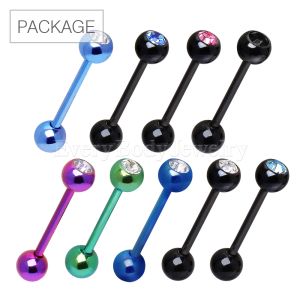 Product 90pc Package of PVD Plated CZ Ball Barbell in Assorted Colors