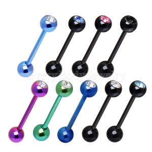 Product PVD Plated 316L Surgical Steel Barbell with One Gem Ball 