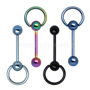 Product PVD Plated 316L Surgical Steel Barbell with One Slave Ring Ball and One Ball