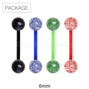 Product 40pc Package of UV Glitter Ball BioFlex Barbell in Assorted Colors
