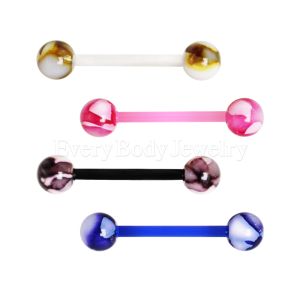 Product PTFE Nipple Bar with Metallic Two Tone Marble Acrylic Balls