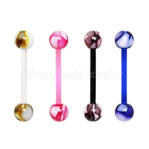 Product PTFE Barbell with Metallic Two Tone Marble Acrylic Balls