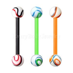 Product PTFE Barbell with Two Tone Swirl Acrylic Balls