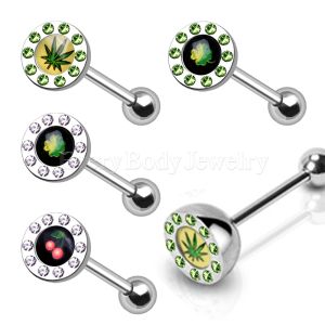 Product 316L Stainless Steel Jeweled Logo Barbell