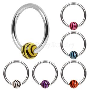 Product 316L Surgical Steel Captive Bead Ring with UV Zebra Ball