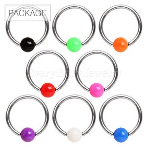 Product 80pc Package of Acrylic Solid Ball 316L Captive Bead Rings in Assorted Colors