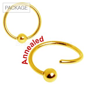 Product 40pc Package of Gold Plated One Side Fixed Captive Bead Ring in Assorted Sizes