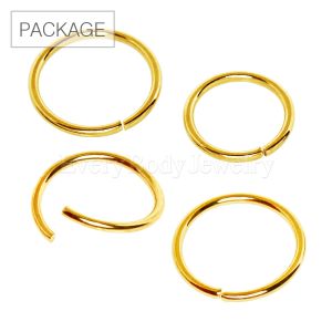 Product 40pc Package of Yellow Gold Plated Annealed Seamless Ring in Assorted Sizes