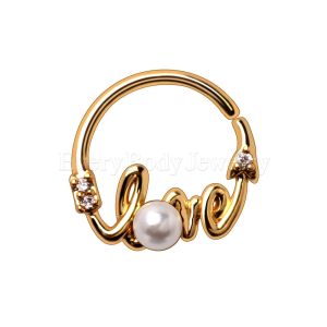 Product Gold Plated Jeweled "LOVE" Annealed Seamless Ring