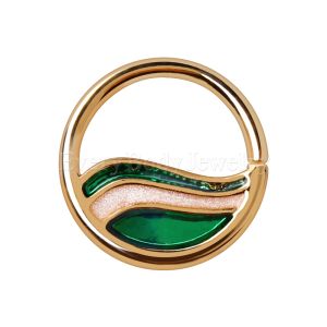 Product Gold Plated Green Wave Seamless Ring
