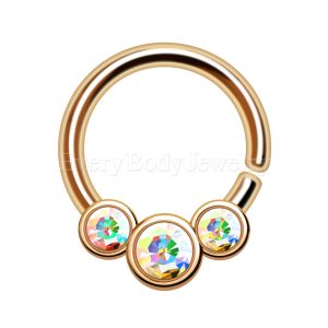 Product Gold Plated Triple Aurora Borealis CZ Seamless Ring