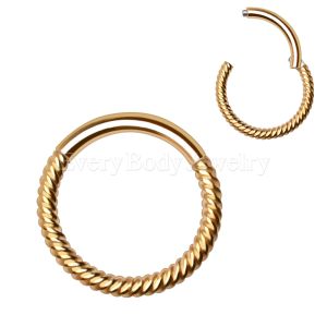 Product Gold Plated 316L Stainless Steel Rope Design Clicker Ring