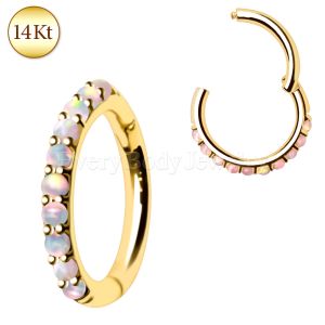 Product 14Kt Yellow Gold Multi-Synthetic Opal Clicker Ring