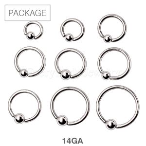 Product 90pc Package of 316L Surgical Steel Captive Bead Ring in Assorted Sizes - 14GA