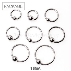 Product 80pc Package of 316L Surgical Steel Captive Bead Ring in Assorted Sizes - 16GA