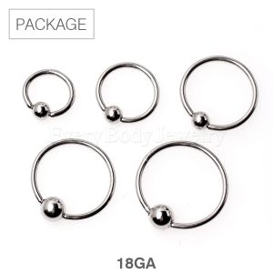Product 50pc Package of 316L Surgical Steel Captive Bead Ring in Assorted Sizes - 18GA