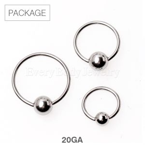 Product 30pc Package of 316L Surgical Steel Captive Bead Ring in Assorted Sizes - 20GA