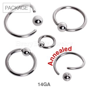 Product 80pc Package of 14GA 316L Surgical Steel Annealed Captive Bead Ring in Assorted Sizes