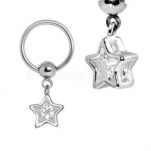 Product 316L Stainless Steel Captive Bead Ring with Star Dangle Nipple Jewelry