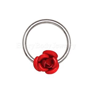 Product 316L Stainless Steel Red Rose Snap-in Captive Bead Ring / Septum Ring