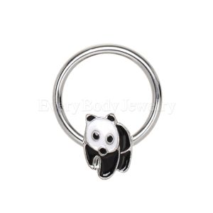 Product 316L Stainless Panda Snap-in Captive Bead Ring / Septum Ring