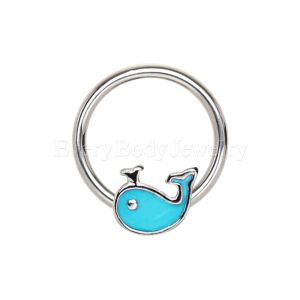 Product 316L Stainless Blue Whale Snap-in Captive Bead Ring / Septum Ring
