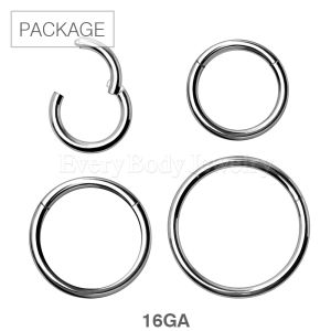 Product 40pc Package of 16 Gauge 316L Surgical Steel Seamless Clicker Ring in Assorted Sizes