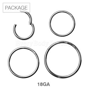 Product 40pc Package of 316L Stainless Steel Seamless Clicker Ring - 18GA